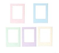 Five Mini Magnetic Photo Frames with Straw Hollow Design for Displaying 3 Inch Photos on Refrigerator or Other Metal Surfaces (pink)