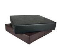 FIVE MOONS Memory Foam Faux Leather Seat Cushion for Sofa, Dining, Games Chair, Office Chair Seat Pads Enhancer, Zipped Cover (Black, 22" x 22" x 4")