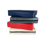 FIVE MOONS Memory Foam Faux Leather Seat Cushion for Sofa, Dining, Games Chair, Office Chair Seat Pads Enhancer, Zipped Cover, Black, Brown, Cream, Red, Blue, Grey. (Navy Blue, 16" x 16" x 4")