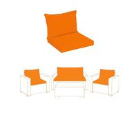 FIVE MOONS Outdoor patio cushion set with water-resistant, zippered covers. Compatible for Keter Allibert California Rattan Furniture. Durable, weatherproof cushions (Orange, 1 Armchair set)