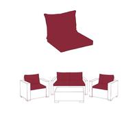 FIVE MOONS Outdoor patio cushion set with water-resistant, zippered covers. Compatible for Keter Allibert California Rattan Furniture. Durable, weatherproof cushions (Burgundy, 1 Armchair set)
