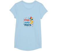 Five-naly Here: Festive 5th Birthday Celebration T-Shirt, Girls, Baby Blue, Small