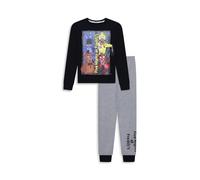 Five Nights at Freddy’s Boys Pyjamas - Official FNAF Long Sleeve Top & Jogger Bottoms Kids PJs Set - Black & Grey Marl Freddy Bonnie Chica Foxy Print - 100% Cotton - Ages 7-12 Years