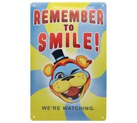 Five Nights at Freddy’s Tin Sign - Officially Licensed Horror Wall Art - “Remember to Smile, We’re Watching!” - Metal Collectible Décor for Gamers & Fans - 280 x 175mm