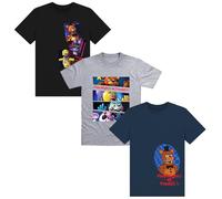 FIVE NIGHTS AT FREDDY'S 3-Pack Kids T-Shirts - 100% Cotton, Multipack, Short Sleeve - Freddy Fazbear, Chica, and Funtime Foxy Designs - Sizes 13-14 Years