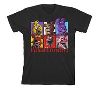 Five Nights at Freddy's Character Squares Boy's Black T-Shirt, Black, Large