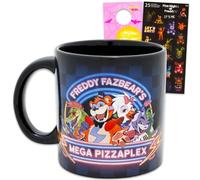 Five Nights at Freddy's Drinkware Bundle - Bundle with Freddy Fazbear’s Mega PizzaPlex 16 oz Black Ceramic Mug Plus More | FNAF Home Decor