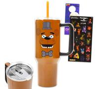 Five Nights at Freddy's Travel Cup Set - Bundle with 40 Oz Stainless Steel Tumbler with Handle and Straw Plus Stickers, More | 40 Ounce FNAF Travel Cup for Girls, Teens, Adults