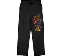 Five Nights at Freddy's Video Game Men's Mini Characters & Pizza Black Sleep Pajama Pants, Black, Large