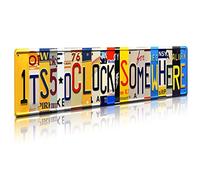 Five O Clock Somewhere Unique Metal Wall Decor for Home, Bar, Diner, Pub, 4 x 16 Inches, Fun Kitchen Decor, Unique Drinking Sign, Funny Bar Signs, Vintage Kitchen Signs