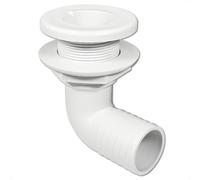 Five Oceans 1-1/2" Angled Thru-Hull Fitting - White ABS Plastic, 90-Degree Marine Boat Drain, Durable & Easy to Install for Boat, Pontoon, and Yachts - FO4984