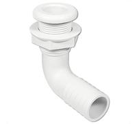 Five Oceans 1-1/8" Angled Thru-Hull Fitting - White ABS Plastic, 90-Degree Marine Boat Drain, Durable & Easy to Install for Boat, Pontoon, and Yachts - FO4982