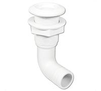 Five Oceans 1" Angled Thru-Hull Fitting - White ABS Plastic, 90-Degree Marine Boat Drain, Durable & Easy to Install for Boat, Pontoon, and Yachts - FO4980