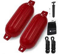 Five Oceans Boat Fenders 2-Pack, 4.5" x 16" Red Marine-Grade Vinyl