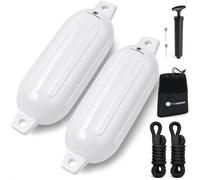 Five Oceans Boat Fenders 2-Pack, 4.5" x 16" White Marine-Grade Vinyl