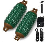 Five Oceans Boat Fenders 2-Pack, 5.5" x 20" Green/Brown Marine-Grade Vinyl