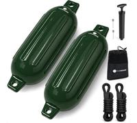 Five Oceans Boat Fenders 2-Pack, 5.5" x 20" Green Marine-Grade Vinyl
