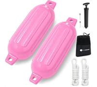Five Oceans Boat Fenders 2-Pack, 5.5" x 20" Pink Marine-Grade Vinyl