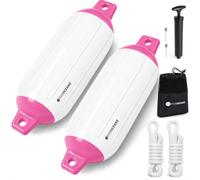 Five Oceans Boat Fenders 2-Pack, 5.5" x 20" White/Pink Marine-Grade Vinyl