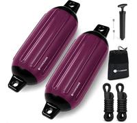 Five Oceans Boat Fenders 2-Pack 6.5"x23" Cranberry/Black Marine-Grade Vinyl