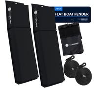 Five Oceans Contour Flat Boat Fender Boat Fenders Boat Bumpers for Docking 2-Pack - 24-Inch Black with 3/8-Inch x 5-Foot Fender Line and Convenie