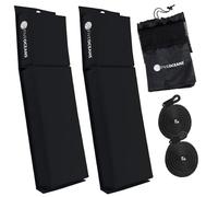 Five Oceans Contour Flat Boat Fender Bumper, Black 24in Long x 7in Wide x 2 1/2in Thick, 2-Pack, with 3/8 inches Fender Line Included, Waterproof PVC Fabric and EPE, FO-4615