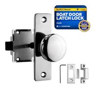 Five Oceans FO1409 Marine Surface Mount Door Lock Set, Chrome Plated Finish and Plastic, Stainless Steel Knob