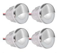 Five Oceans Interior LED White Round Courtesy Light, ABS Plastic, AISI316 Stainless Steel Half-Moon Cover, Waterproof IP68, 12 Volts DC, 2 LED Pieces, 4-Pack FO-4598-M4