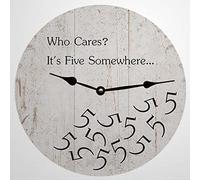 Five O'Clock Whatever - Who Cares It'S Five Somewhere Round Wall Clock Modern Frameless Wall Clock Silent Quartz Clocks Decorative For School Home Dining Room 25Cm