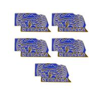 Five Outfits Nebraska State Shaped Map Lapel Metal Pin Enamel Brooch Keepsake Beautifully Designed for Backpack Hat(5 Pieces)