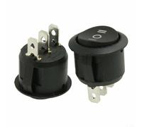 Five Pack OnOffOn Automotive Rocker Switch 20mm Round SPDT 2 Way Dash Panel Mount 12V 250V 10A with Polyamide Body and UL94V 2 Flame Rating for Vehicle Electrical Systems