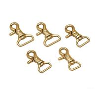 Five Pack Solid Brass Swivel Snap Hooks Rust Proof Gold Tone Clips Compatible With Dog Leashes Belts Handbags Keychains And Diy Leather Projects(25mm)
