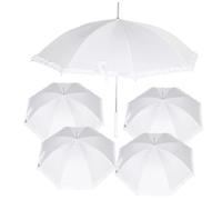 Five Pack Wedding Umbrella Ladies Walking Stick Vintage Frill Bridal Parasol Auto Open Waterproof Ruffle Lace PU Handle Soft Grip Sturdy Zinc Metal Frame Perfect for Brides Outdoor Event Brolly Canopy