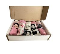 FIVE Pairs of Elvis Socks in a Box - UK Adult SZ 4-8 / Gift for Wife/Mum/Girlfriend/Elvis Fan