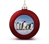 Five Penguins Christmas Balls Ornaments 4PCS Christmas Tree Hanging Ball Personalization Red-Style Xmas Trees Ball Pendant for Holiday Party Decoration Supplies