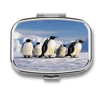 Five Penguins Pill Box Medicine Pill Organizer Small Pill Case Travel Pill Container Portable Pill Case for Pocket 2 Compartment Pill Holder Pill Boxes for Travel