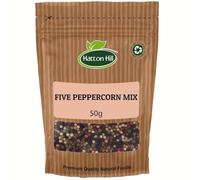 Five Peppercorn Mix 50g by Hatton Hill (Black Peppercorns, Allspice, White Peppercorns, Pink Peppercorns, Green Peppercorns)