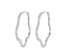 Five Petals Floral Hoop Earrings for Women Hollow Geometric Rhinestone Flower Earrings Minimalist Round Circle Endless Large Huggie Hoops Statement Earrings