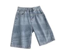 Five-Point Denim Shorts Women's Summer High Waisted Loose Wide Leg Pants Solid Streetwear Shorts