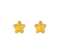 Five Point Star Stud Earrings for Women, Dainty Gold Tone Frame Earrings with Translucent Yellow Foil Inlay, Minimalist Whimsical Celestial Statement Earrings for Daily, Party, Casual Dating Wear