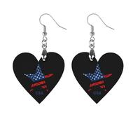 Five Pointed Flag Wooden Earrings Artistic Wood Pendants Vintage Earring Hooks Jewelry for Women Circular