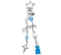 Five-Pointed Star Bowknot Keychain Sweet Bear Pendant Phone Shell Charm Jewelry Car Keys Holder Women Bag Accessories Personalized Decoration