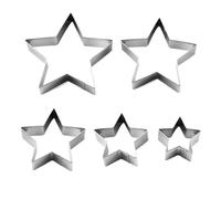 Five-Pointed Star Cutter - Stainless Steel Cookie Molds, 5pcs Baking Cutters Set | Fondant Shapes, Shower Party Supplies, Vegetable Fruit Cutters, Pastry Dough Crafting Tool for Baking En