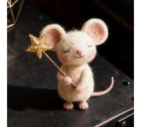 Five-Pointed Star Felt Mice | Felt Christmas Mice Ornaments | Needles Felting Gift Rodents Animals Figures with Star Wand | Cute Felts Wool Mouse Christmas Tree Decorations for Home Decor