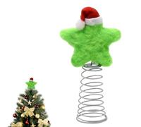 Five-Pointed Star Green Hat Doll Christmas Tree Top Decoration, Mini Xmas Tree Topper Gift Supplies, Rustic Tree Topper Decor Bright Colors Fun Holiday Decorations