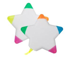 Five-pointed star highlighter, multi-coloured star highlighter, 2 x highlighters for multi-coloured pens with five tips - fluorescent pen, school stationery, work pen for and drawings