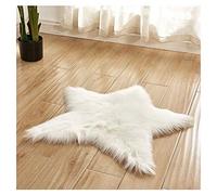 Five-pointed Star-Shaped Artificial Sheepskin Fluffy Rug Chair Pad Seat Cushion,Indoor Area Rugs Floor Door Mats for Bedroom Livingroom White diameter 60cm