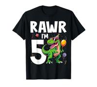 Five Rawr I'm 5 Years Old T Rex Dinosaur 5th Birthday Boys T-Shirt