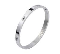 “Five Rock Style” Elegant Chamsa Eye Bracelet Bangles Gift Box, Silver, Friendship Jewelry for Women, Girls, Teens and Friends, No More Evil Eye, 19cm, Stainless Steel