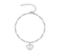 Five Rock Style Sweet Heart Charm Ankle Bracelet Anklet Stainless Steel 22cm-27cm, Stainless Steel, no gemstone